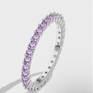 Solid Sterling Silver Amethyst Band Ring